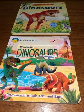 Dinosaur Book Bundle 2 Board Books Interactive and Lift and look as pic